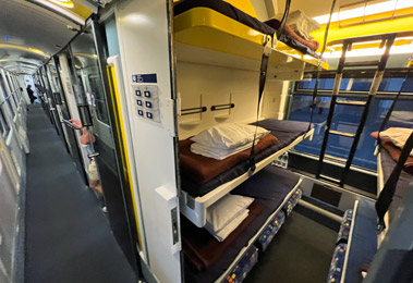 6-berth couchettes on train to Budapest