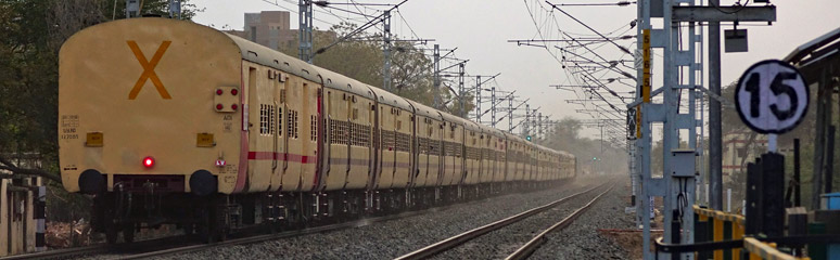 A typical Indian long-distance express or mail train