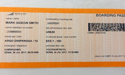 Train boarding pass