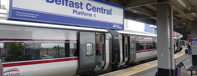 Enterprise train from Dublin arrived at Belfast