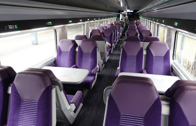 Standard class seating on the Dublin to Belfast 'Enterprise'
