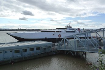 The Isle of Man Steam Packet Company's fast ferry 'Manannan' at Liverpool