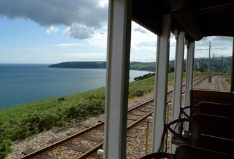 The Manx Electric Railway runs along the coast