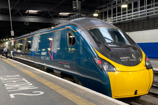 Avanti EWest Coast 'pendolino' train between London and Liverpool or Lancaster
