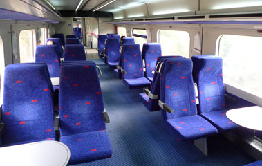 Seats on an IC3 train from Tel Aviv to Jerusalem