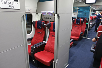 Club class seating on an Italo EVO train.