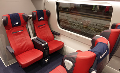 Club class seats on an Italo EVO train.