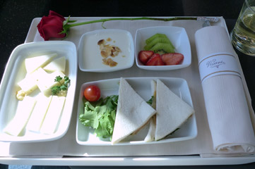 Executive class complimentary meal on Frecciarossa