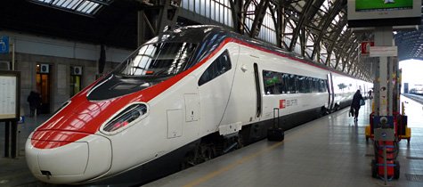 ETR610 EuroCity train from Switzerland at Milan Centrale