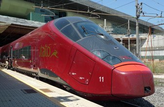 An Italo AGV train at Rome Tiburtina