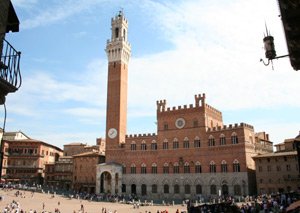Take the train to Italy!  The main piazza in Siena.