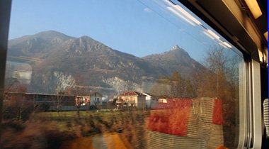 Hill-top castle seen from the train