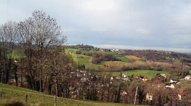 The fields of rural France from the train to Italy