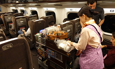 Refreshment trolley on a shinkansen