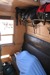 Damascus-Amman by train:  Inside the Syrian 1905-built passenger coach.