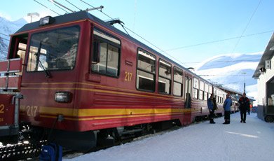 Jungfraubahn train about to leave