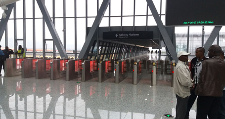 Ticket gates in Nairobi at entrance to the platforms