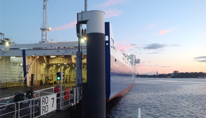 Kiel to Klaipeda ferry boarding in Kiel