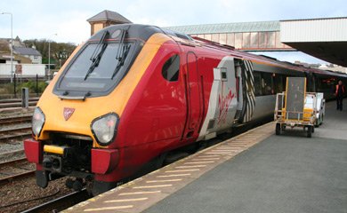 The train arrives at Holyhead