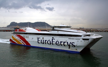 A Euroferrys fast ferry from Algeciras to Tangier