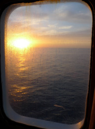 Sunset from Gimaldi Lines' ferry Ikarus Palace to Tangier