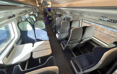 Bay of 4 seats on a Virgin Trains pendolino from London to Liverpool
