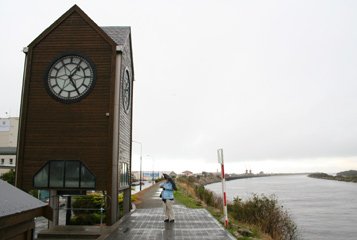Town clock next to the Grey River, Greymouth, New Zealand