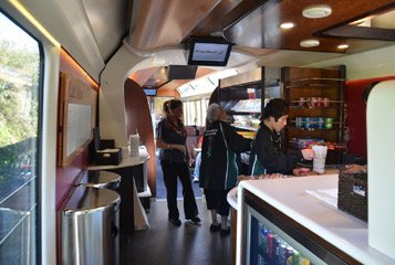 Cafe car on the Northern Explorer train from Auckland to Wellington