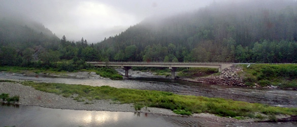 Mist-shrouded hills of New Brunswick