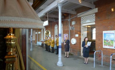 Band playing as the Pullman train arrives at Folkestone West