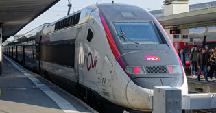 TGV train from Paris to Nice boarding at the Gare de Lyon...