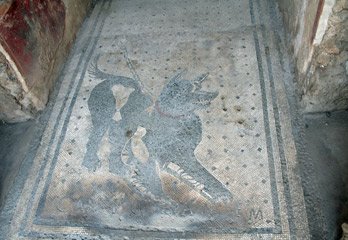 Cave Canem mosaic in Pompeii