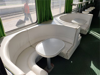 Seats in the cafe-bar on a Portuguese intercity train