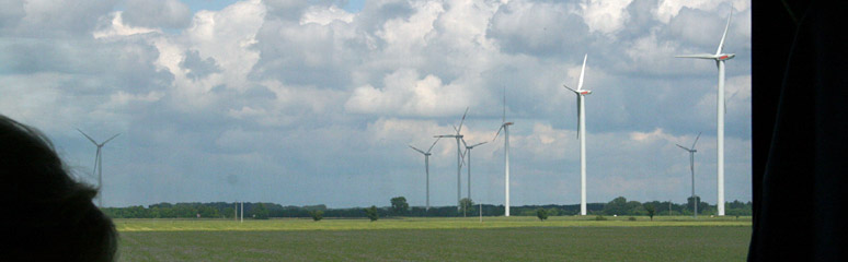 Wind farms seen from the train between Vienna and Budapest