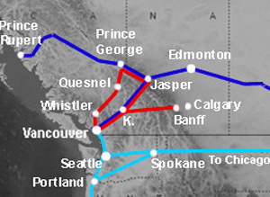 Rocky Mountaineer route map