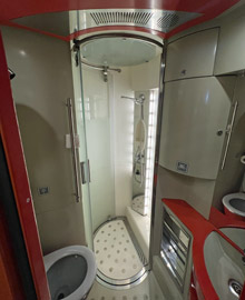 En suite shower in deluxe sleeper