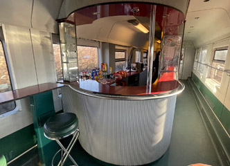 Bar car on the Budapest to Bucharest train