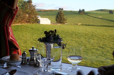 Dining on the move between Inverness & Aberdeen aboard the Royal Scotsman train