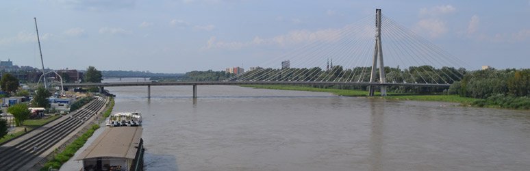 The train to Moscow crosses the Vistula on leaving Warsaw