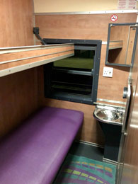 2-berth sleeper on a Shosholoza Meyl tourist class train