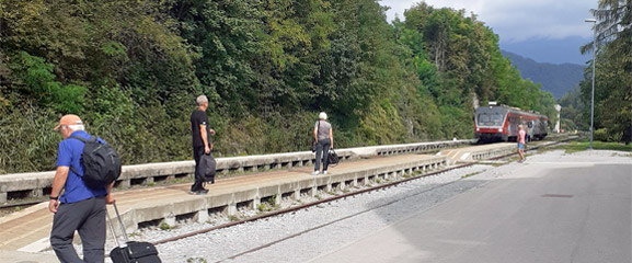 Train arriving at Bled Jezero station