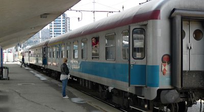 The afternoon train from Ljubljana to Rijeka, about the leave Ljubljana