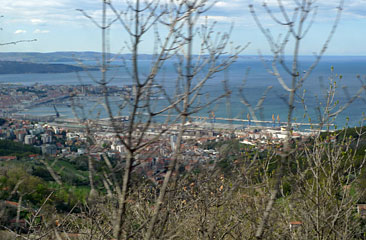 View over Trieste from the tram at the top of the escarpment