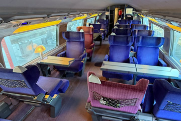 First class on board a Paris-Barcelona TGV train