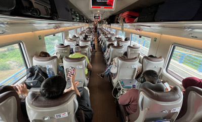 Seats on a Barcelona to Madrid Iryo train