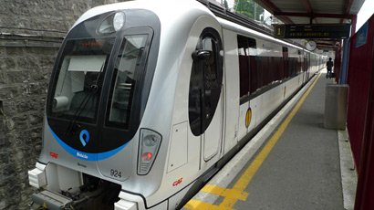 Euskotren train to San Sebastian at Hendaye