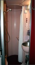Paris to Madrid & Barcelona by trainhotel: Gran Classe sleepers have a private shower and toilet