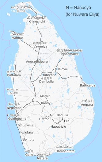 Map of Sri Lanka railways