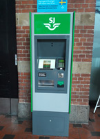 One of two SJ ticket machines at Copenhagen main station