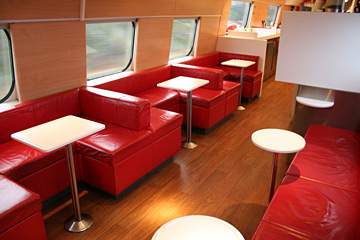 SJ2000 buffet car seating area